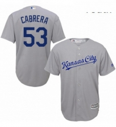 Youth Majestic Kansas City Royals 53 Melky Cabrera Replica Grey Road Cool Base MLB Jersey 