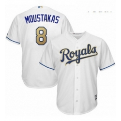 Youth Majestic Kansas City Royals 8 Mike Moustakas Replica White Home Cool Base MLB Jersey