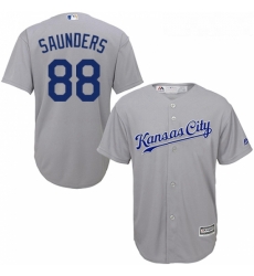 Youth Majestic Kansas City Royals 88 Michael Saunders Replica Grey Road Cool Base MLB Jersey 