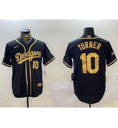 Dodgers 10 Justin Turner Black Cool Base Stitched MLB Jersey