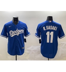 Men Los Angeles Dodgers 11 Roki Sasaki Royal Cool Base Stitched Baseball Jersey