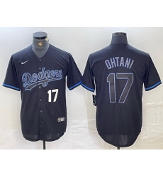 Men Los Angeles Dodgers 17 Shohei Ohtani Black Cool Base Stitched Baseball Jersey 4