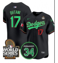 Men Los Angeles Dodgers 17 Shohei Ohtani Black Mexico 2025 World Series Champions Stitched Baseball Jersey Men Los Angeles Dodgers 17 Shohei Ohtani Black Mexico 2025 World Series Champions Stitched Baseball Jersey