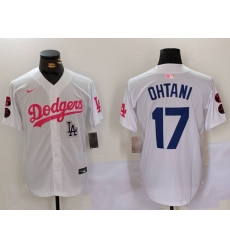 Men Los Angeles Dodgers 17  Shohei Ohtani White Pink Vin  26 Kobe Patch Stitched Baseball Jersey  3