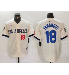 Men Los Angeles Dodgers 18 Yoshinobu Yamamoto Cream Stitched Baseball Jersey 3