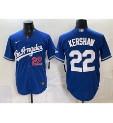 Men Los Angeles Dodgers  22 Clayton Kershaw Royal Alternate Stadium Stitched Baseball Jersey