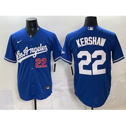 Men Los Angeles Dodgers  22 Clayton Kershaw Royal Alternate Stadium Stitched Baseball Jersey