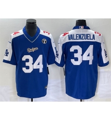 Men Los Angeles Dodgers 34 Toro Valenzuela Blue Vin Scully Patch Stitched Jersey