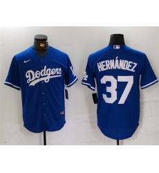 Men Los Angeles Dodgers 37 Teoscar Hernandez Blue Cool Base Stitched Baseball Jersey