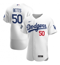 Men Los Angeles Dodgers 50 Mookie Betts Men Nike White Home 2020 World Series Bound Flex Base Player MLB Jersey