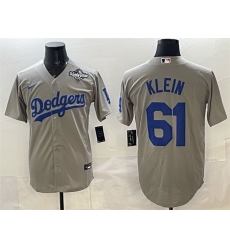 Men Los Angeles Dodgers 61 Will Klein Grey 2025 World Series Patch Cool Base Stitched Baseball Jersey Men Los Angeles Dodgers 61 Will Klein Grey 2025 World Series Patch Cool Base Stitched Baseball Jersey