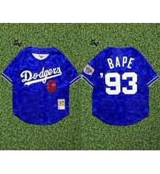Men Los Angeles Dodgers 93 Bape Blue Stitched Baseball Jersey Men Los Angeles Dodgers 93 Bape Blue Stitched Baseball Jersey