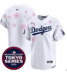 Men Los Angeles Dodgers Blank White 2025 Tokyo Series Limited Stitched Baseball Jersey