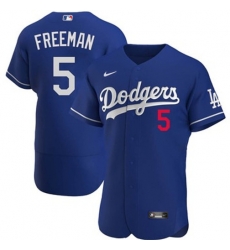 Men Los Angeles Dodgers Freddie Freeman #5 Blue Flex Base 2024 Home Stitched Jersey