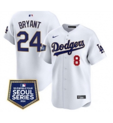 Men Los Angeles Dodgers Front 8 Back 24 Kobe Bryant White 2024 World Tour Seoul Series Home Limited Stitched Baseball Jersey