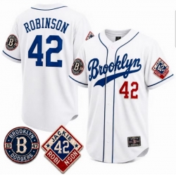 Men Los Angeles Dodgers Jackie Robinson #42 White Retro Stitched Jersey