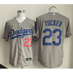 Men Los Angeles Dodgers  Kyle Tucker Grey Cool Base Limited Stitched Baseball Jersey