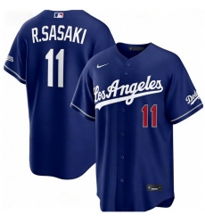 Men Los Angeles Dodgers Roki Sasaki 11 Blue 2026 Gold Collection Stadium Stitched Baseball Jersey