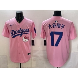Men Los Angeles Dodgers Team Big Logo Pink 2025 Hello Kitty Vapor Limited Stitched Baseball Jersey