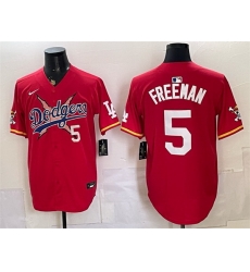 Men Los Angeles Dodgers x One Piece  5 Freddie Freeman Red Vapor Premier Limited Stitched Baseball Jersey