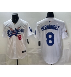 Men Los Angeles Dodgers x One Piece  8 Enrique Hernandez White Vapor Premier Limited Stitched Baseball Jersey