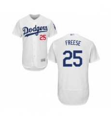 Mens Los Angeles Dodgers 25 David Freese White Home Flex Base Authentic Collection Baseball Jersey