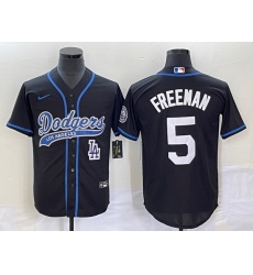 Men's Los Angeles Dodgers #5 Freddie Freeman Black Cool Base Stitched Baseball Jersey