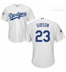 Mens Majestic Los Angeles Dodgers 23 Kirk Gibson Replica White Home 2017 World Series Bound Cool Base MLB Jersey