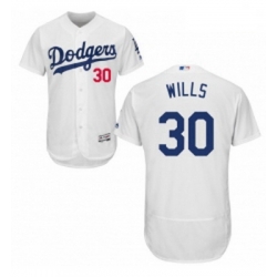 Mens Majestic Los Angeles Dodgers 30 Maury Wills White Home Flex Base Authentic Collection MLB Jersey