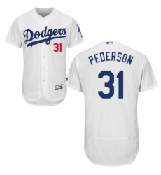 Mens Majestic Los Angeles Dodgers 31 Joc Pederson White Home Flex Base Authentic Collection MLB Jersey