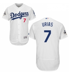 Mens Majestic Los Angeles Dodgers 7 Julio Urias Authentic White Home 2017 World Series Bound Flex Base Jersey