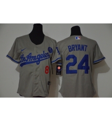 Los Angeles Dodgers 8 24 Kobe Bryant Women Nike Grey Cool Base 2020 KB Patch MLB Jersey