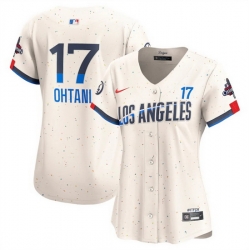 Women Los Angeles Dodgers 17 Shohei Ohtani Cream 2024 World Series Champions City Connect Limited Stitched Baseball Jersey 