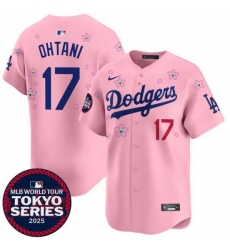 Women Los Angeles Dodgers 17  Shohei Ohtani Pink 2025 Tokyo Series Limited Stitched Baseball Jersey