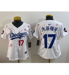 Women Los Angeles Dodgers 17  Shohei Ohtani White 2025 Tokyo Series Limited Stitched Baseball Jersey