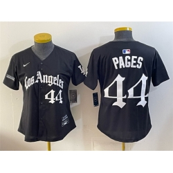 Women Los Angeles Dodgers  44 Andy Pages Black LA Gothic Style Limited Stitched Baseball Jersey  