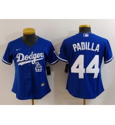 Women Los Angeles Dodgers 44 Vicente Padilla Blue Stitched Jersey 1