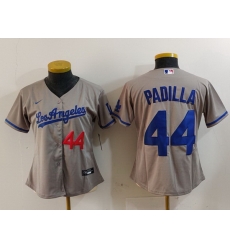 Women Los Angeles Dodgers 44 Vicente Padilla Grey Stitched Jersey 11