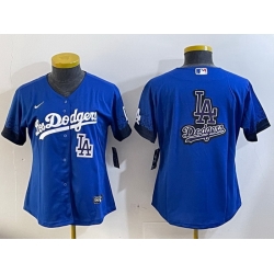 Women Los Angeles Dodgers Blank Blue 2024 World Series With No  34 Patch Home Limited Stitched Baseball Jersey  9