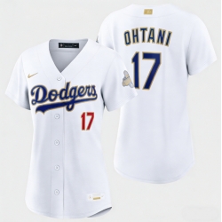 Women Los Angeles Dodgers Shohei Ohtani Nike White 2026 Gold Collection Stadium Jersey