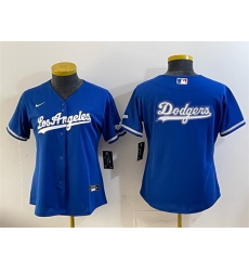 Women Los Angeles Dodgers Team Big Logo Royal Alternate Stadium Stitched Baseball Jersey  