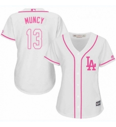 Womens Majestic Los Angeles Dodgers 13 Max Muncy Authentic White Fashion Cool Base MLB Jersey 