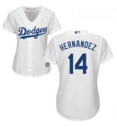 Womens Majestic Los Angeles Dodgers 14 Enrique Hernandez Replica White Home Cool Base MLB Jersey