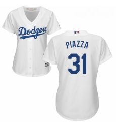 Womens Majestic Los Angeles Dodgers 31 Mike Piazza Authentic White Home Cool Base MLB Jersey