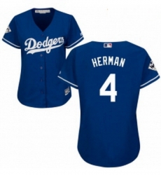 Womens Majestic Los Angeles Dodgers 4 Babe Herman Authentic Royal Blue Alternate 2017 World Series Bound Cool Base MLB Jersey