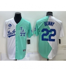 Toddler Los Angeles Dodgers 22 Bad Bunny 2022 All Star White Green Cool Base Stitched Baseball Jersey