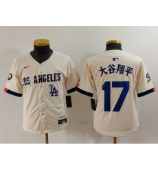 Youth Los Angeles Dodgers 17 Shohei Ohtani Cream Stitched Baseball Jersey 2