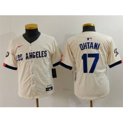 Youth Los Angeles Dodgers 17 Shohei Ohtani Cream Stitched Baseball Jersey