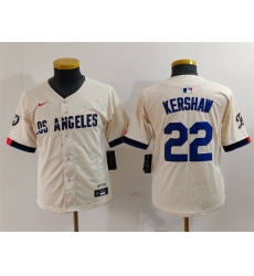 Youth Los Angeles Dodgers 22 Clayton Kershaw Cream Stitched Baseball Jersey