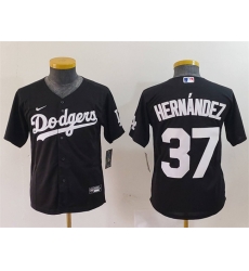 Youth Los Angeles Dodgers 37 Teoscar Hernandez Black Stitched Baseball Jersey